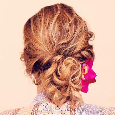 Garnier Fructis Sky-Hi Volume Mousse - Learn how to style Braided Curly Updo - hairstyle with extra volume at crown and braids for texture